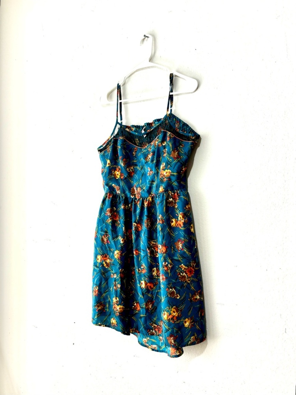 Xhilaration Teal Blue Floral Spaghetti Strap Sundress Size XL lace whimsical - Picture 2 of 5